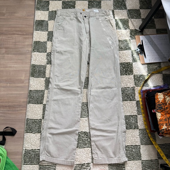 Light khaki eggshell Carhartt straight leg pants jeans #workwear - Picture 1 of 3